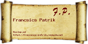 Francsics Patrik névjegykártya