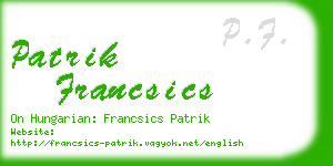 patrik francsics business card